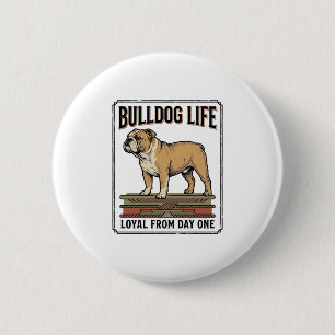Bóton Redondo 5.08cm Camisa de Amante de Bulldog Arte de Cachorro Grava