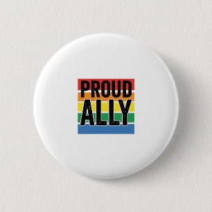 Bóton Redondo 5.08cm Camisa de Apoio ao Orgulho Vintage Proud Ally Desi