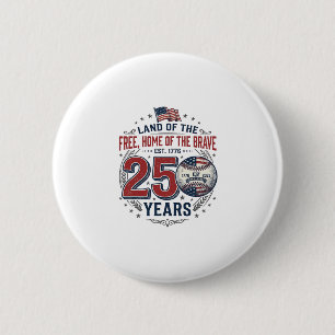 Bóton Redondo 5.08cm Camisa de beisebol patriótica 250 anos de design v