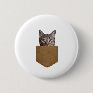 Bóton Redondo 5.08cm Camisa de Bolso de Gato Engraçado Gatinho Fofo no