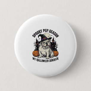 Bóton Redondo 5.08cm Camisa de Bulldog de Halloween Cachorro de Bruxa F
