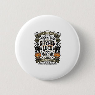 Bóton Redondo 5.08cm Camisa de Cozinheiro de Halloween Gato Preto Abóbo