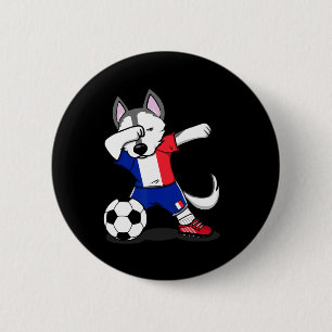 Bóton Redondo 5.08cm Camisa de Fãs de Futebol da França com Husky Dabbi