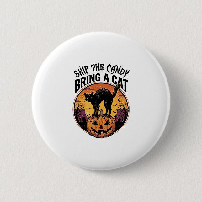 Bóton Redondo 5.08cm Camisa de Gato de Halloween para Presente de Amant (Frente)