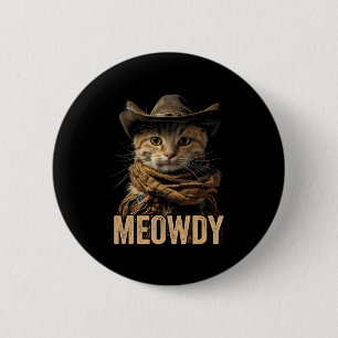 Bóton Redondo 5.08cm Camisa De Gato Meowdy Cowboy País Ocidental