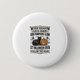 Bóton Redondo 5.08cm Camisa de Gato Preto de Halloween com Gravação de 