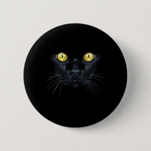 Bóton Redondo 5.08cm Camisa de Gato Preto Halloween Assustador Olhos Am