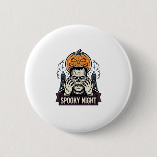 Bóton Redondo 5.08cm Camisa de Halloween de Monstro com Gravação da Lua