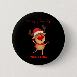 Bóton Redondo 5.08cm Camisa de Natal Cartoon Veado Natal 