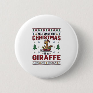Bóton Redondo 5.08cm Camisa de Natal Girafa Trenó Festa Divertida Des