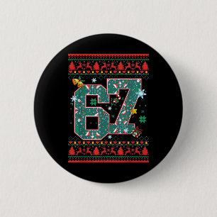 Bóton Redondo 5.08cm Camisa de Natal Retro 67 Six Seven Meme 