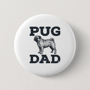 Bóton Redondo 5.08cm Camisa de Pai de Pug com Desenho de Gravura Vintag