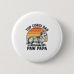 Bóton Redondo 5.08cm Camisa de Papai Corgi Vintage Sunset Dog Papa Pres