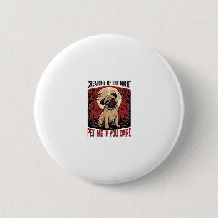 Bóton Redondo 5.08cm Camisa de Pug de Halloween com Cemitério Assustado