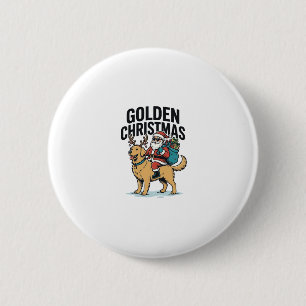Bóton Redondo 5.08cm Camisa Desi do Papai Noel de Natal Dourado Cavalga
