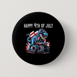 Bóton Redondo 5.08cm Camisa Dino T-rex Para Meninos 4 De Julho