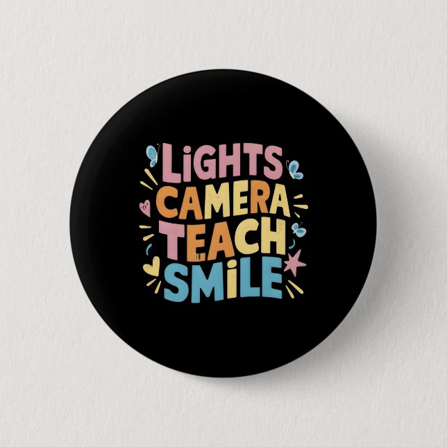 Bóton Redondo 5.08cm Camisa Divertida de Volta à Escola Light Camera Te (Frente)