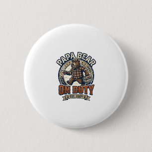 Bóton Redondo 5.08cm Camisa do Dia dos Pais Papai Urso em Serviço Anima