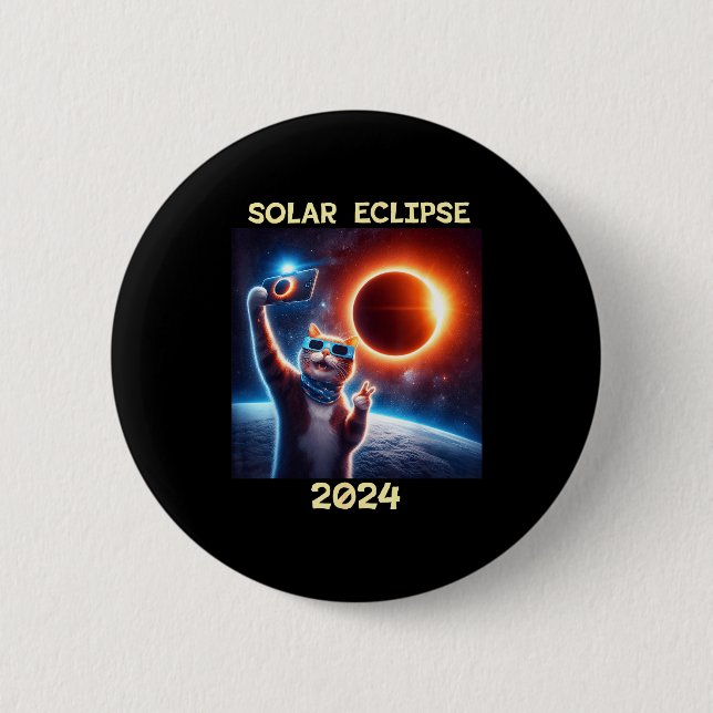 Bóton Redondo 5.08cm Camisa Eclipse Solar Gato (Frente)