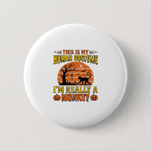 Bóton Redondo 5.08cm Camisa engraçada de macaco humano no Halloween_