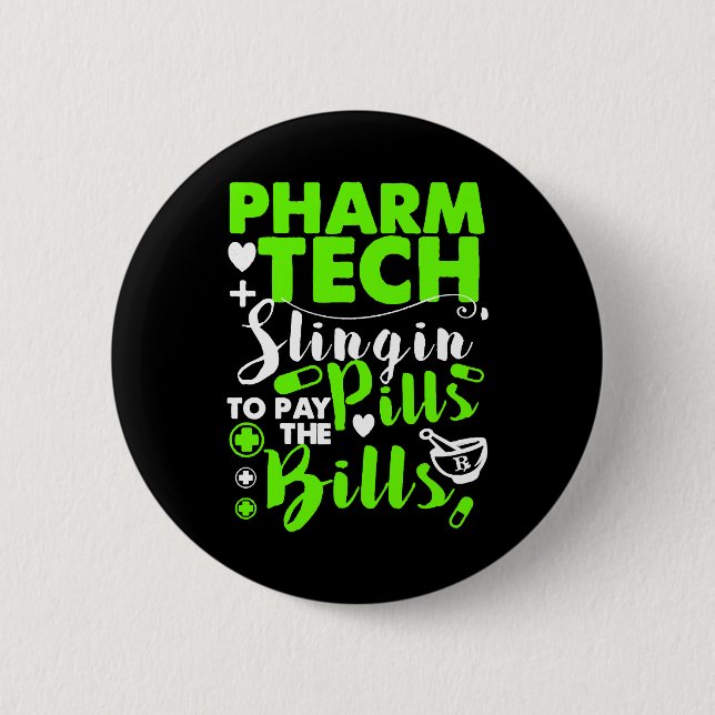 Bóton Redondo 5.08cm Camisa Engraçado do Técnico de Farmácia (Frente)