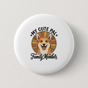 Bóton Redondo 5.08cm Camisa Família Corgi Design de Amante de Pet Vinta