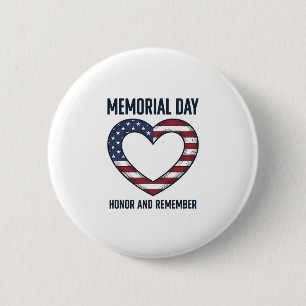 Bóton Redondo 5.08cm Camisa Memorial Day Coração Honra e Lembrança Desi