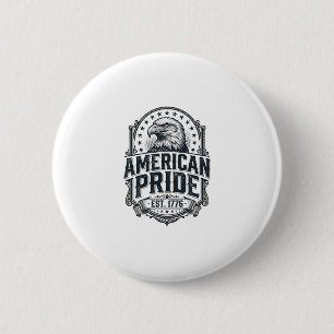 Bóton Redondo 5.08cm Camisa Patriótica Águia Orgulho Americano Vintage 