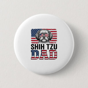 Bóton Redondo 5.08cm Camisa Patriótica para Cão Pai Shih Tzu Vintage De