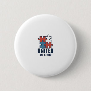 Bóton Redondo 5.08cm Camisa Patriótica Peça de Puzzle Unidos Nós Perman
