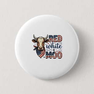 Bóton Redondo 5.08cm Camisa Patriótica Vaca Vermelha Branca Moo 4 de Ju