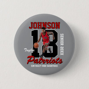 Bóton Redondo 5.08cm Camisa Personalizada de Basquete com Número e Foto