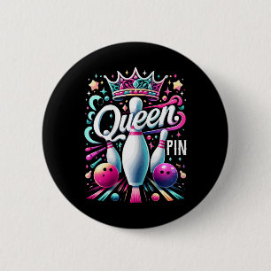 Bóton Redondo 5.08cm Camisa Queen Pin Bowler Liga de Boliche Para Bolic