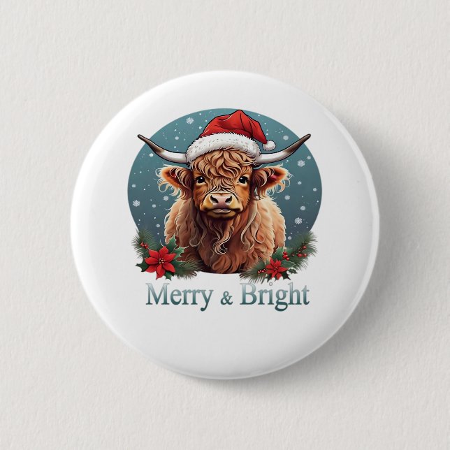 Bóton Redondo 5.08cm Camisa-T Essencial de Vaca Highland (Frente)