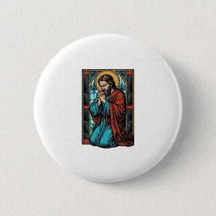 Bóton Redondo 5.08cm Camisa Vetorial Figura Religiosa Orando Vintage De