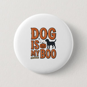 Bóton Redondo 5.08cm Camisa Vintage Dog Is My Boo Halloween Design_1