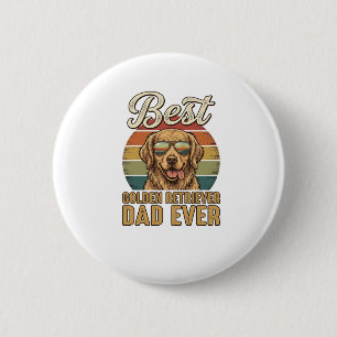 Bóton Redondo 5.08cm Camisa Vintage Pôr do Sol Pai do Golden Retriever 