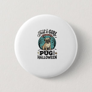 Bóton Redondo 5.08cm Camisa Vintage Pug Halloween Menina Amante de Cach