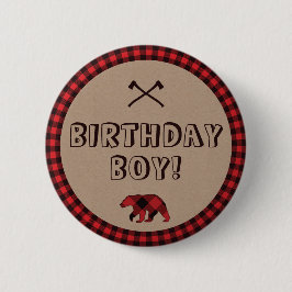 Bóton Redondo 5.08cm Camisa Xadrez Búfalo Rústico Lenhador Aniversarian