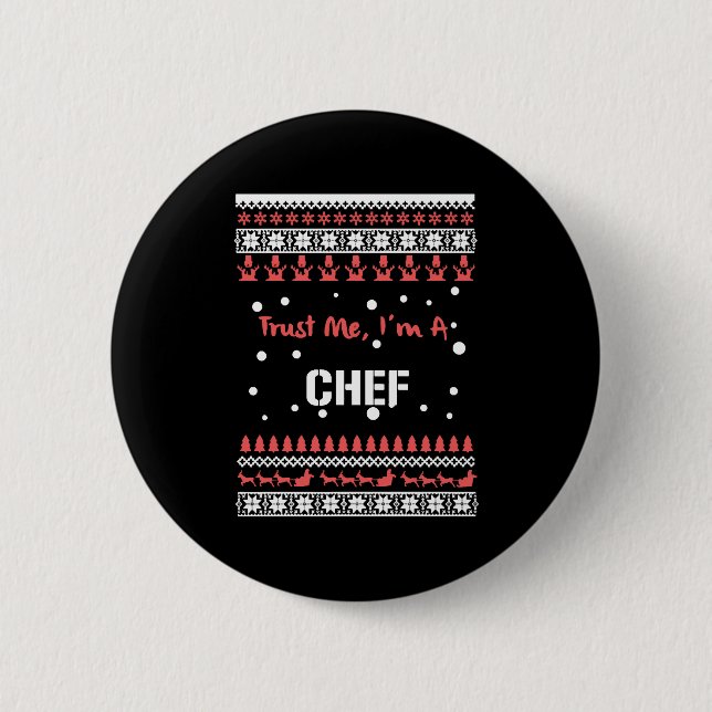Bóton Redondo 5.08cm Camisas de Natal de Chef (Frente)