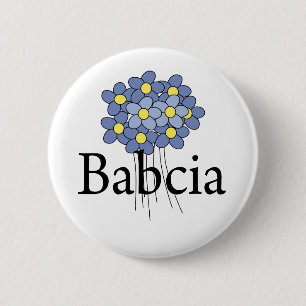 Bóton Redondo 5.08cm Camiseta Bonito de Flor Azul Babcia