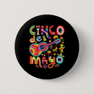 Bóton Redondo 5.08cm Camiseta Cinco De Mayo Taca Mexicano Guitarra Fies