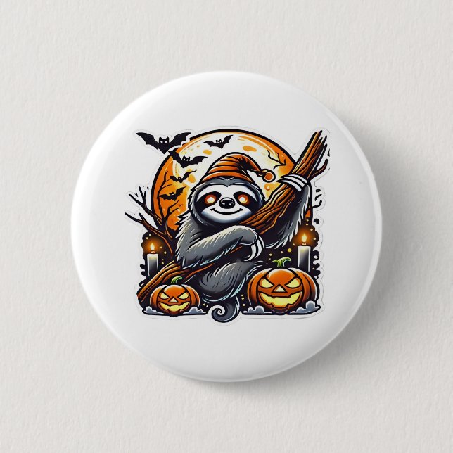 Bóton Redondo 5.08cm Camiseta Clássica do Dia das Bruxas na Noite Bonit (Frente)