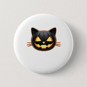 Bóton Redondo 5.08cm Camiseta Clássica do Gato Negro Jack o'Lantern Emo