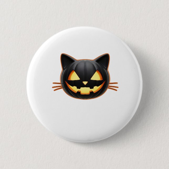 Bóton Redondo 5.08cm Camiseta Clássica do Gato Negro Jack o'Lantern Emo (Frente)