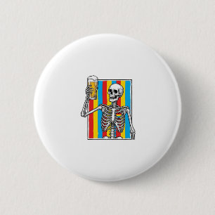 Bóton Redondo 5.08cm Camiseta com Gravação Vintage de Cerveja Esqueleto