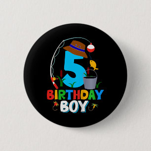 Bóton Redondo 5.08cm Camiseta de aniversário de 5 anos para meninos, pe