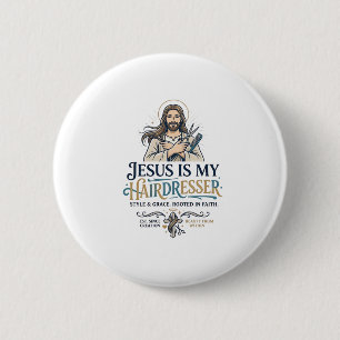 Bóton Redondo 5.08cm Camiseta de Cabeleireiro Salão de Beleza Jesus Ins