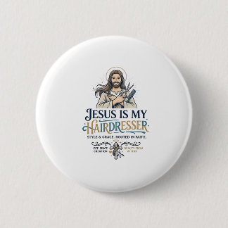 Bóton Redondo 5.08cm Camiseta de Cabeleireiro Salão de Beleza Jesus Ins