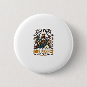 Bóton Redondo 5.08cm Camiseta De Jesus Crochê Tricô Fé Inspiradora